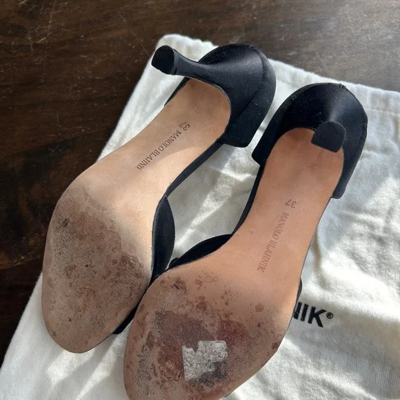 Manolo Blahnik Black Heels with Crystal Buckle - Picture 4 of 5